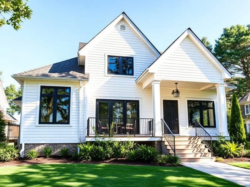 Modern house with sparkling clean white siding